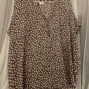 Maurices Brown and White Polka Dot Blouse